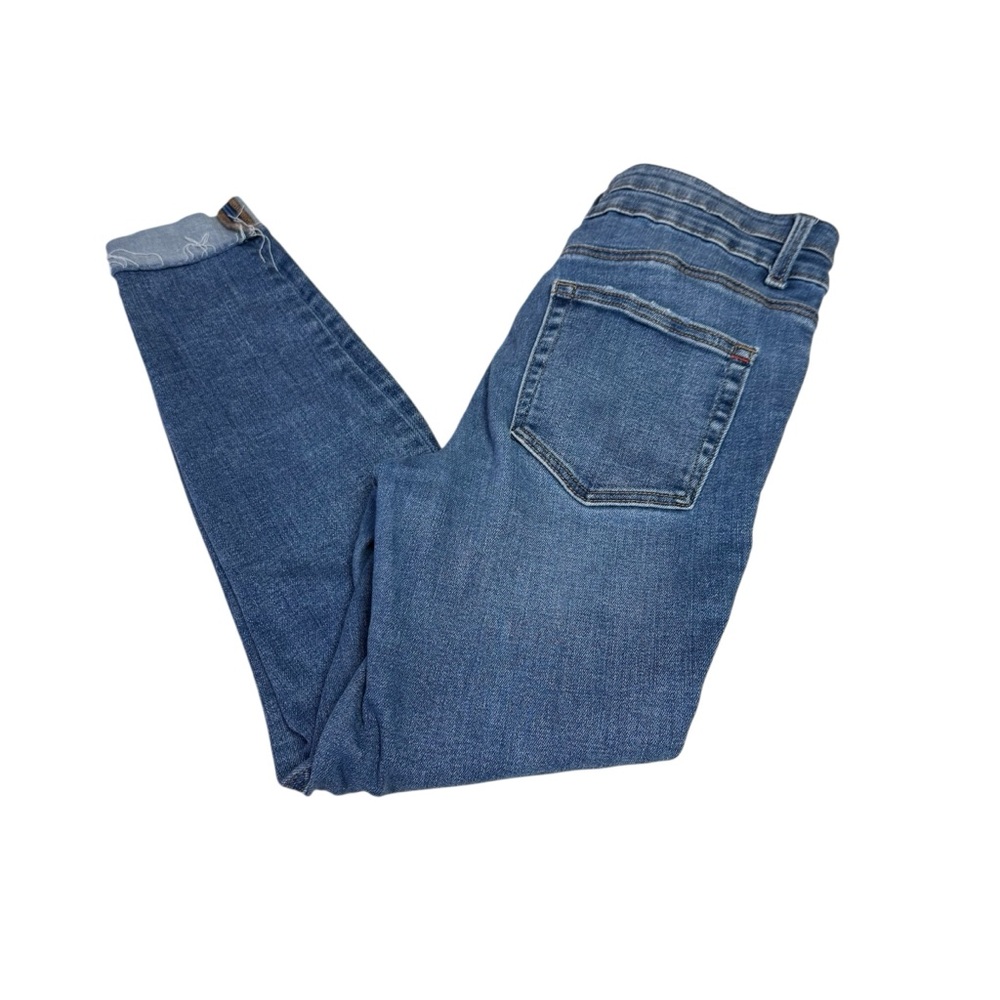 Edgely size 6 short Women's Blue Skinny Jeans cuffed hems double button